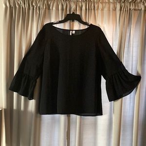 Black Elle blouse, belle 3/4 sleeves, XL. Mint condition, never worn.